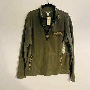 Duluth Trading Co Olive Fleece Pullover with Camo Details